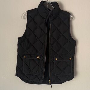 J. Crew Black Quilted Vest with Gold Accents
